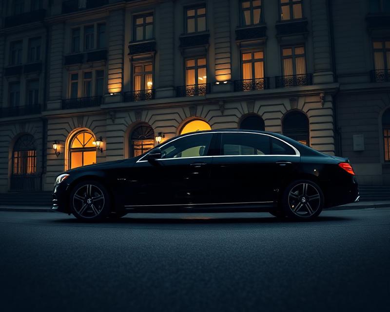 Black Mercedes-Benz E-Class luxury sedan