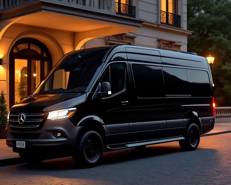 Black Mercedes-Benz Sprinter luxury minibus